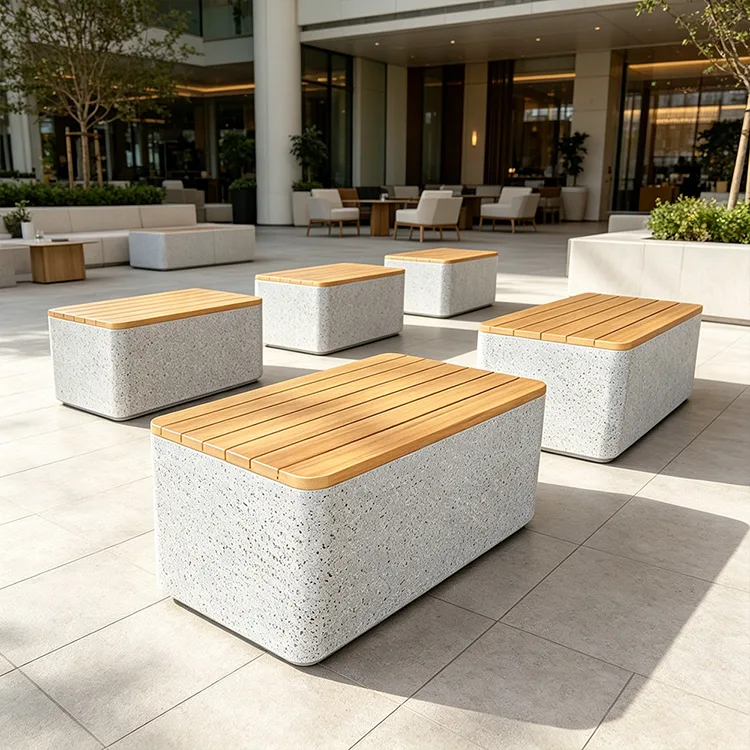 Băng ghế dự bị FRP Terrazzo Cube thương mại
