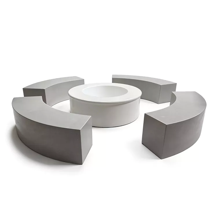 C Shaped FRP Outdoor Bench with Round Table